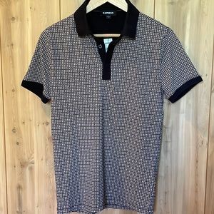 Express Men’s Vintage Styled Geometric Pattern Polo
